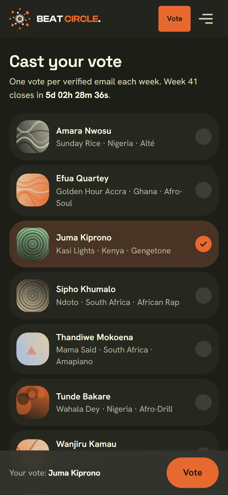 Vote: One vote, one tap